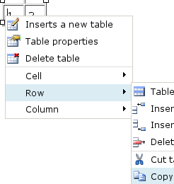 right-click table rows to copy & paste
